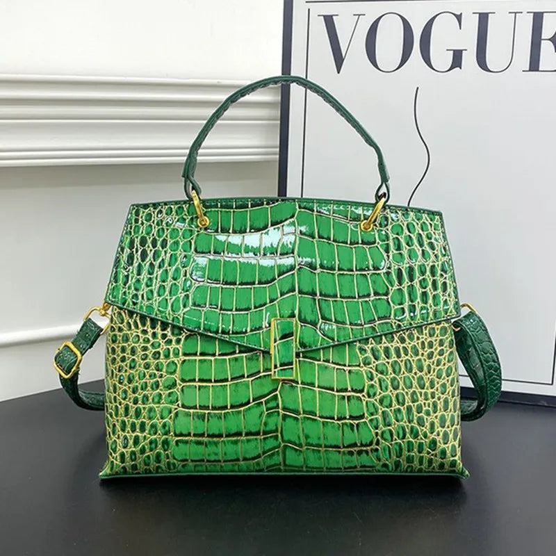 Leather Women's Handbags Crocodile Pattern Shoulder Messenger Bag