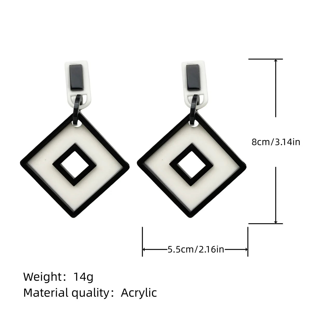 Hot Bohemian Acrylic Earrings Black And White Contrast Oval Long Earring Korean Version Exaggerated Holiday Beach Ear Rings Gift