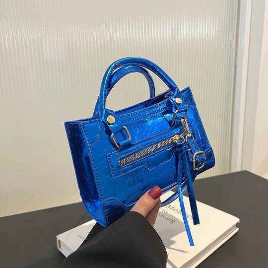 Silver 2024 Woman Bag Shoulder Fashion Trend PU PVC Girl Lady Bags Handbag Cosmetic Case Purses Tote Women's Hand Bag for Women