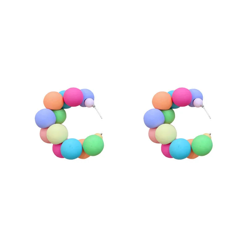Colorful Cc Earrings Korean Exaggerated Fashion Cute Luxury、girl、earrings for Women Jewelry Accessories Party Wedding Gift