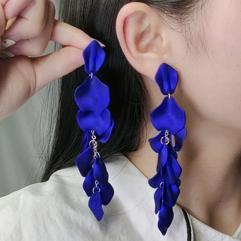 Sweet Flower Long Bohemian Drop Earrings Acrylic Tassel