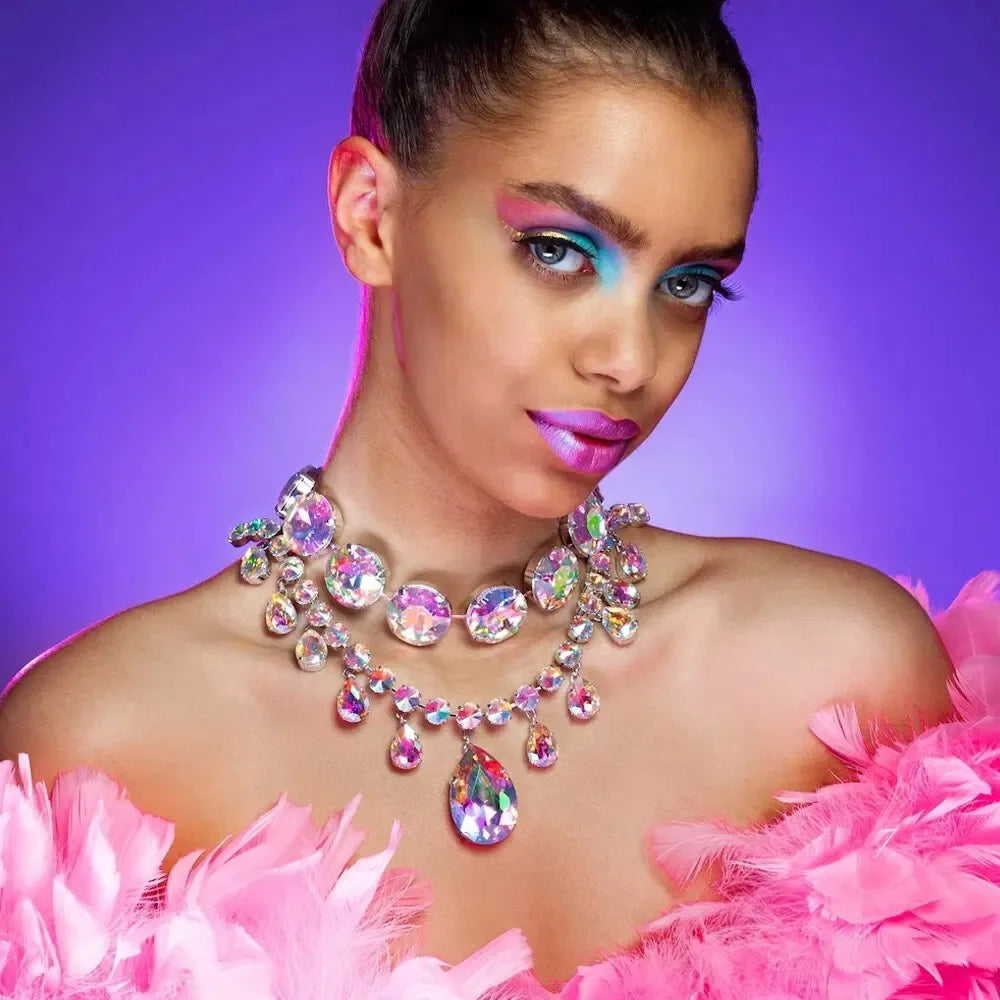 Crystal Water Drop Statement Necklace