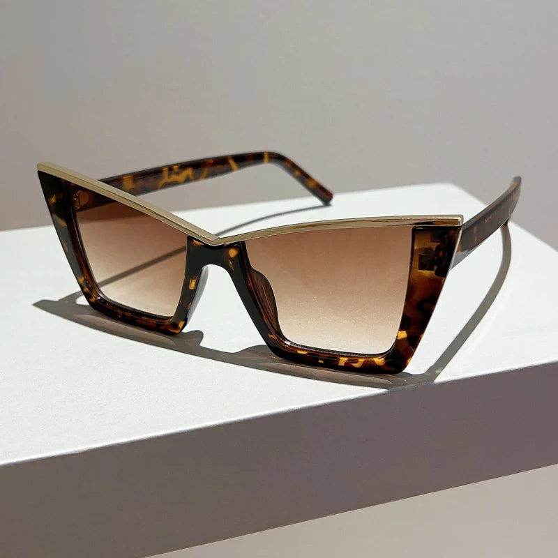 KAMMPT Oversized Cat Eye Women Sunglasses Fashion Vintage Gradient Shades Sun Glasses Trendy Luxury Brand Designer UV400 Eyewear