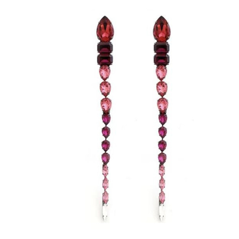 Crystal Acrylic Long Tassel Square Drop Earrings