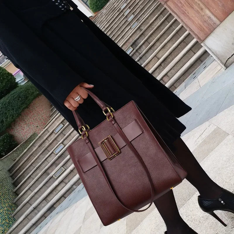 Vertical Square Shoulder Handbag with Large Capacity