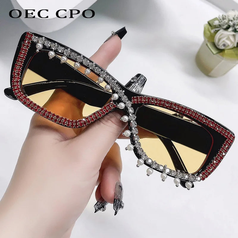 Diamonds Rectangle Sunglasses Women Sexy Trends Luxury Rhinestone Sun Glasses Ladies Fashion Shades UV400 Eyewear De Sol Oculos