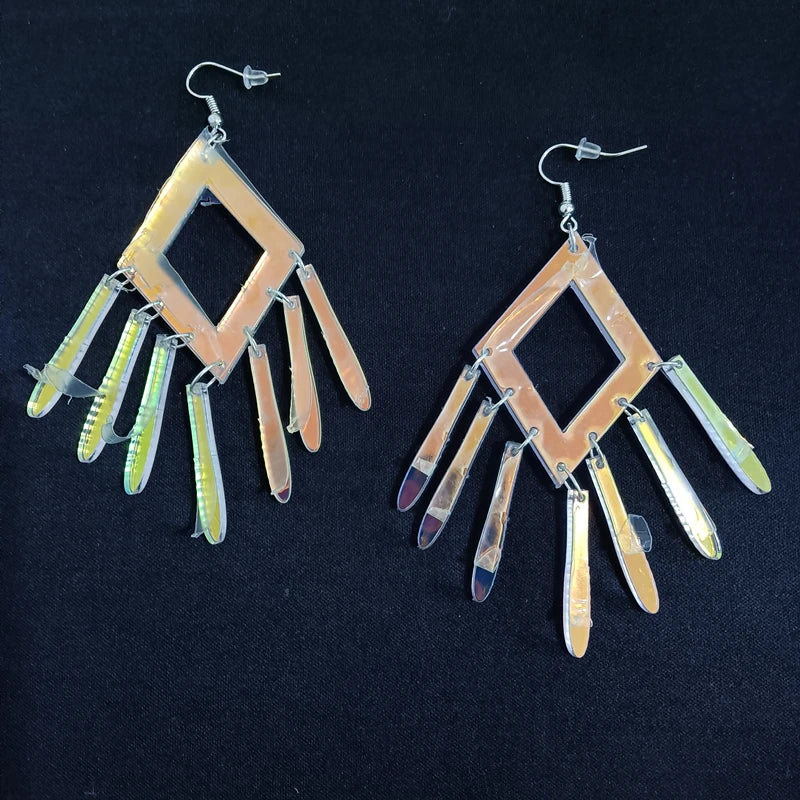 Iridescent Acrylic Illusory Color Geometric Long Drop Earrings