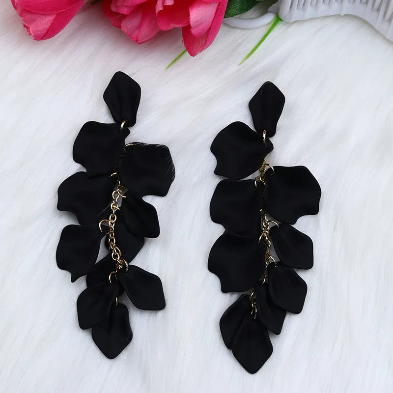 Sweet Flower Long Bohemian Drop Earrings Acrylic Tassel