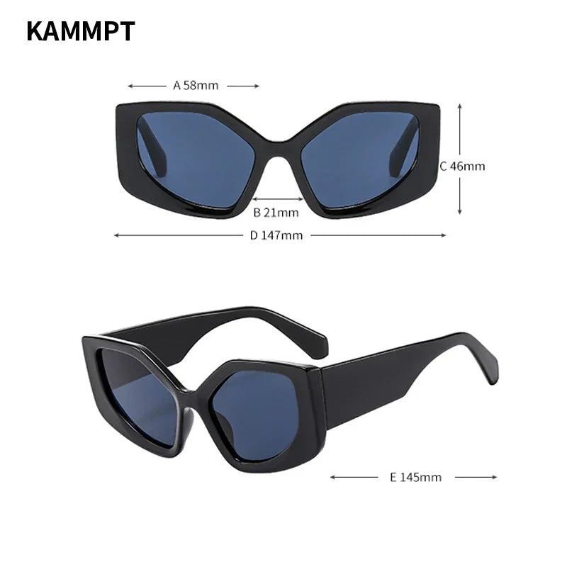 KAMMPT New Polygon Women Sunglasses Vintage Multi Gradient Candy Color Shades 2023 Trendy Brand Designer Travelling Eyewear
