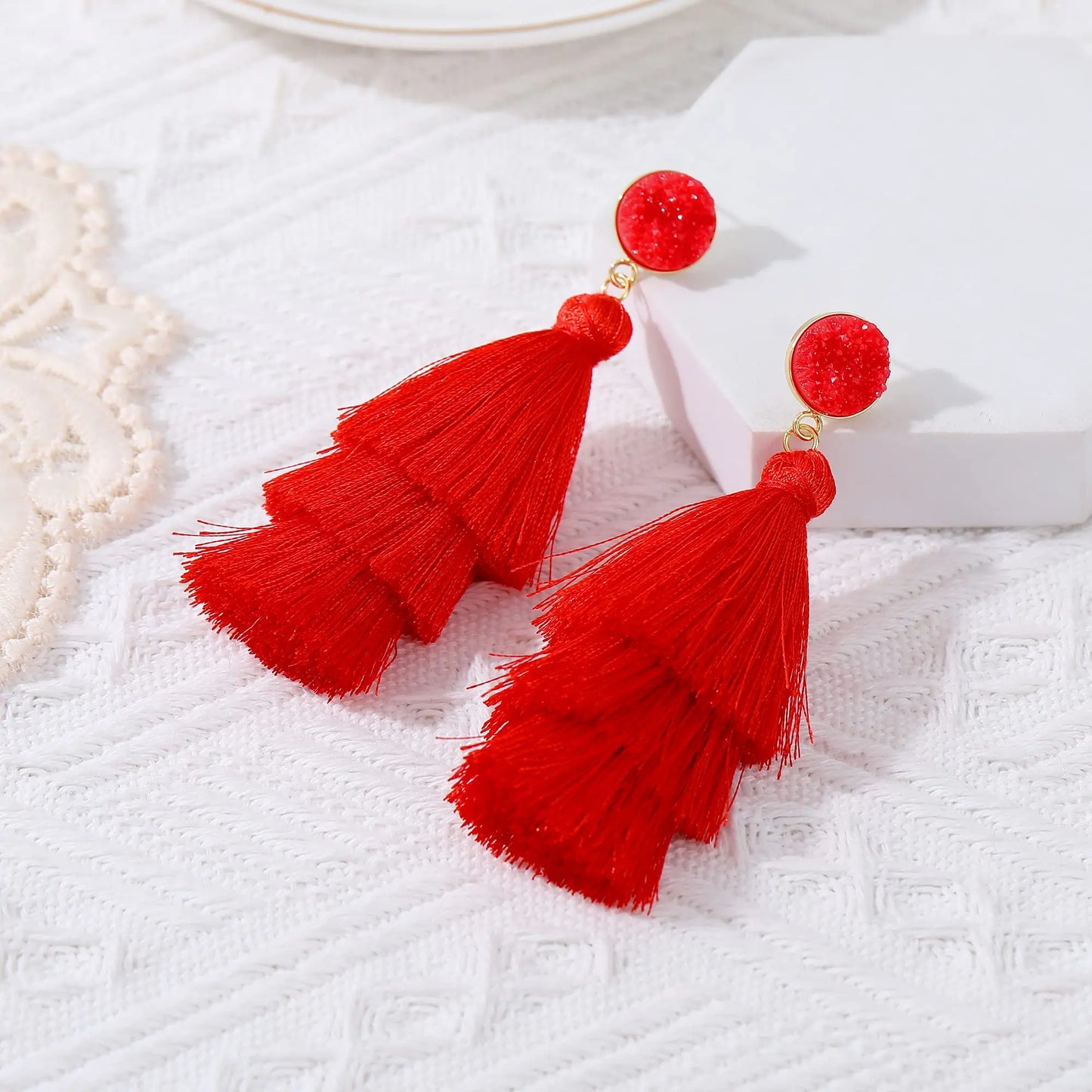 Lightweight Tassel Earrings for Women 14K Gold Plated With 925 Sterling Silver Needles