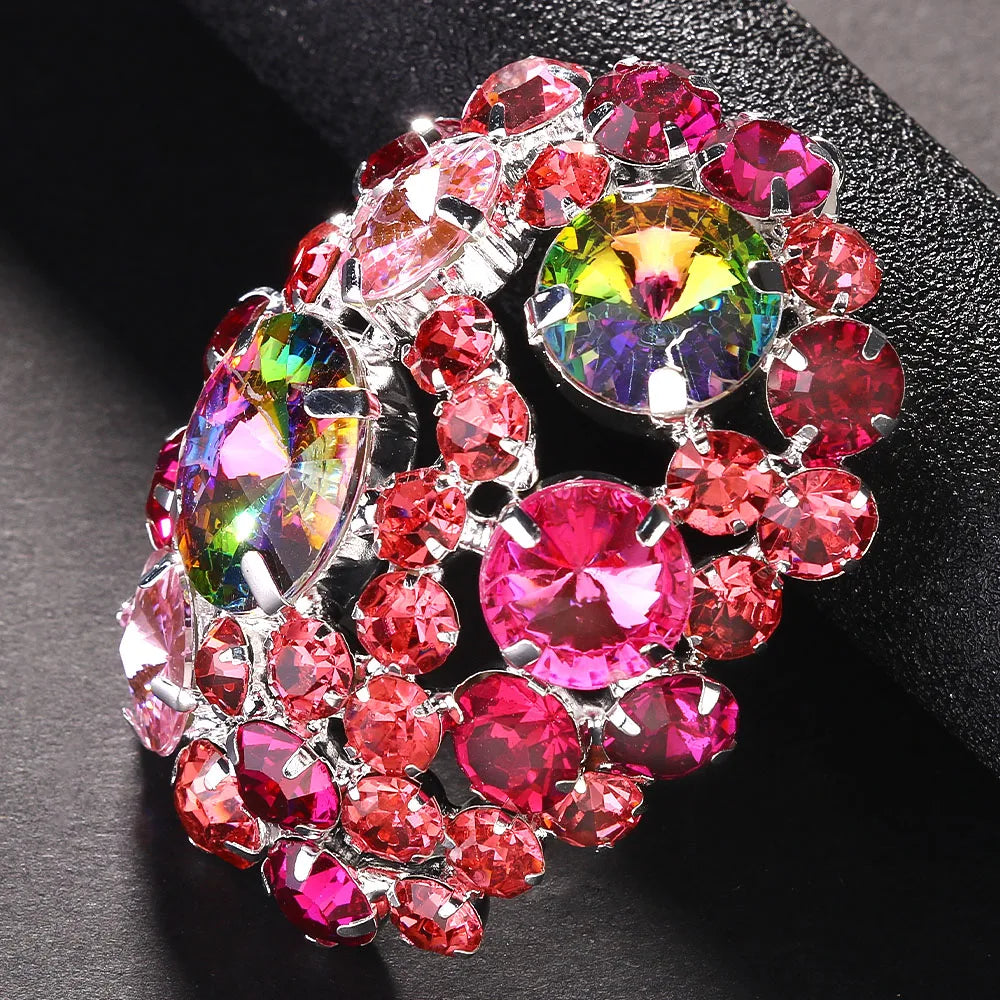 Crystal Round Ear Clip On Earrings