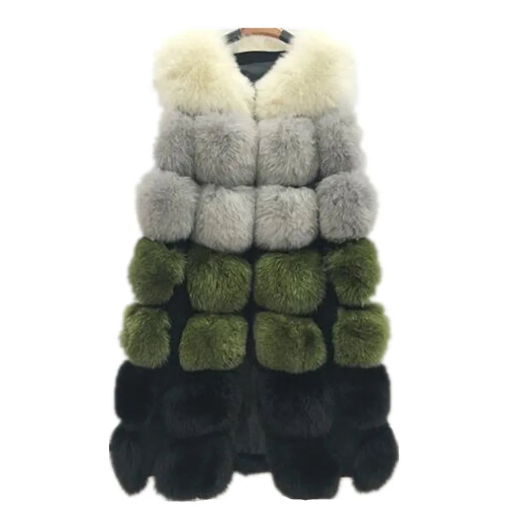 Lisa Colly New Fashion Winter Women's Fur Vest Coat Warm Long Vests Fur Vests Women Faux Fur Vest Coat Outerwear Jacket
