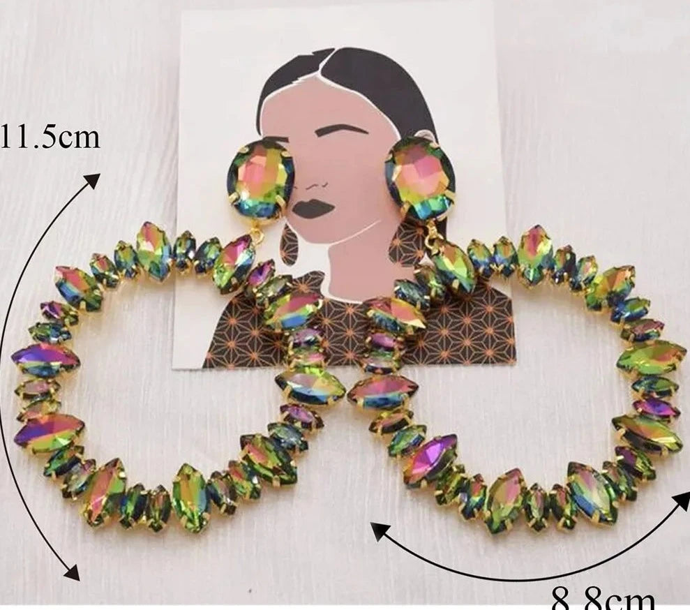 Huge Hoop Rhinestones Drop Earrings