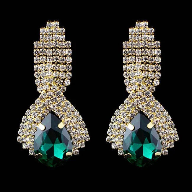 European and American Crystal Big Gemstone Earrings Fashion Temperament Earrings Exaggerated Women's EarringsEuropean and Americ