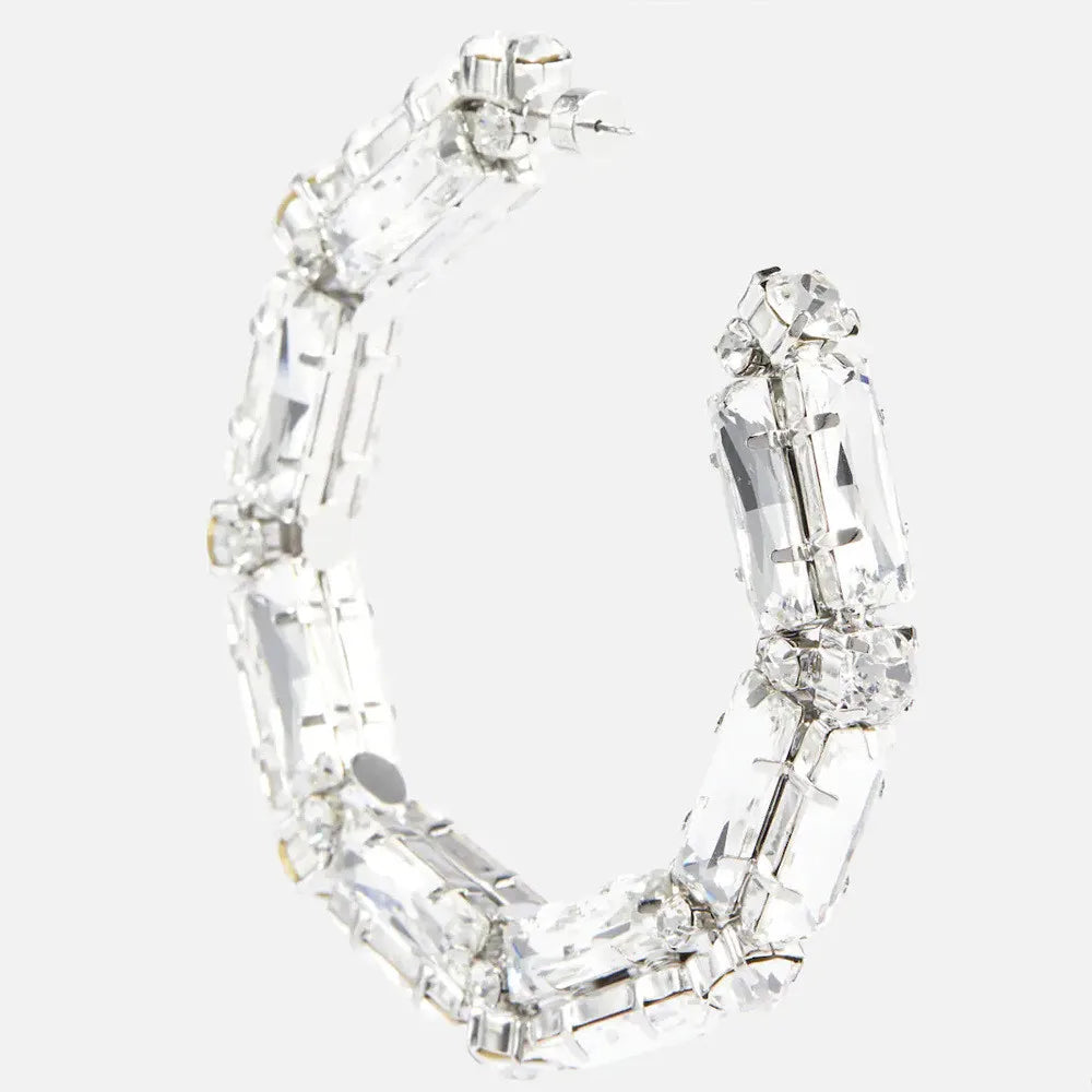Exaggerated Rhinestone Rectangle Earrings