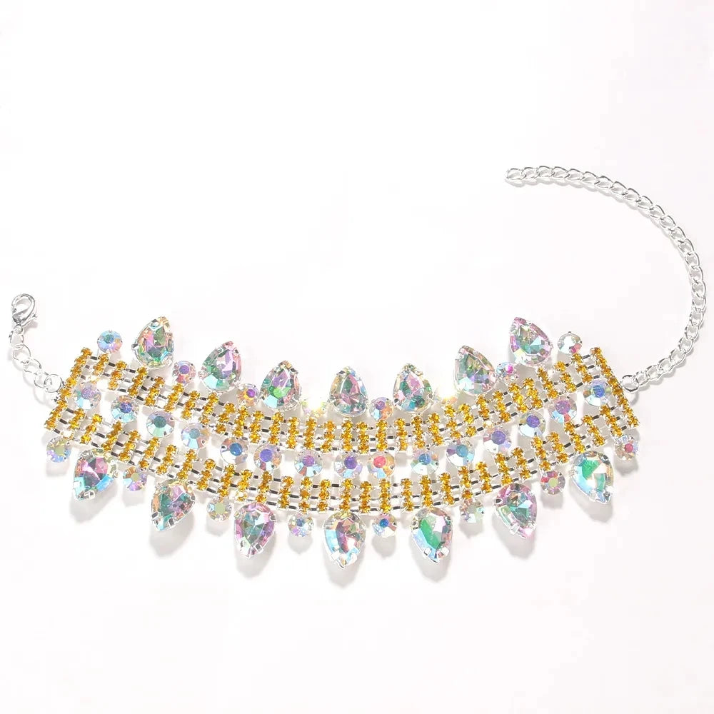 2023 Rhinestone Water Drop Multi Row Hand Bracelet Party Jewelry for Women Crystal Geometric Twist Bangle Bracelet Accessories