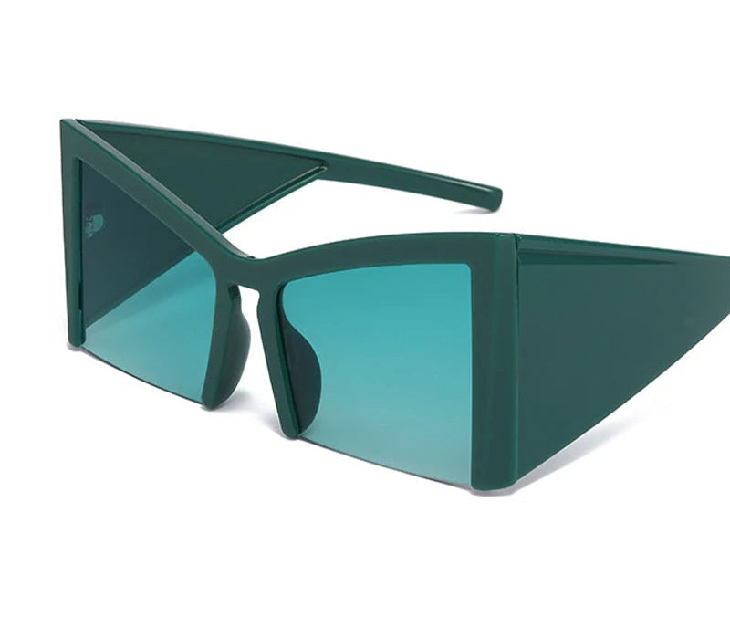 Oversized Cat Eye Sunglasses Women Punk Semi Rimless Glasses