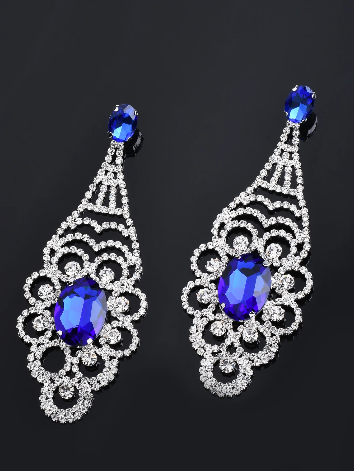 Gorgeous Rhinestone Flowers Shaped Dangle Earrings For Women Fashion Jewelry Party Wedding