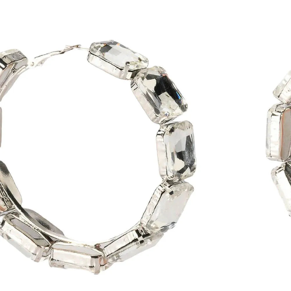 Exaggerated Rhinestone Rectangle Earrings