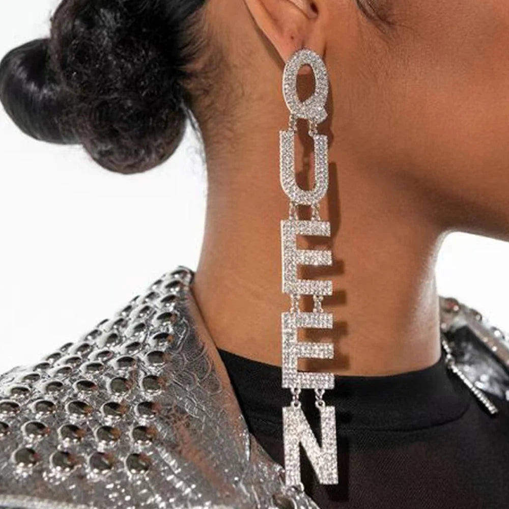 Exaggerated Queen Rhinestone Earrings