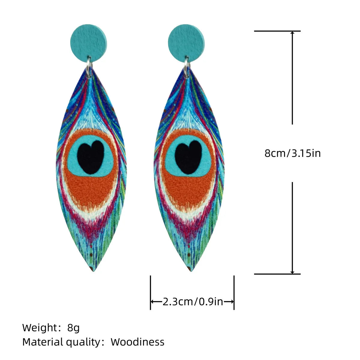 New Bohemian Long Earrings Europe US Exaggerated Personality Baking Paint Color Stripe Wooden Vintage Ethnic Style Ear Ring Gift