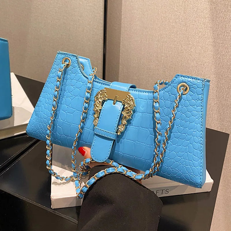 Crocodile Pattern Chain Shoulder Bags Handbags
