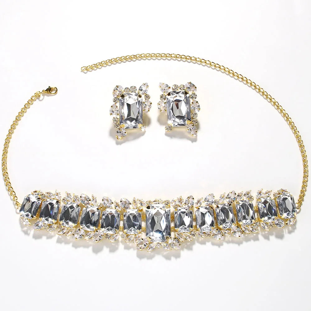 Stonefans Bride Crystal Necklace Earrings Set