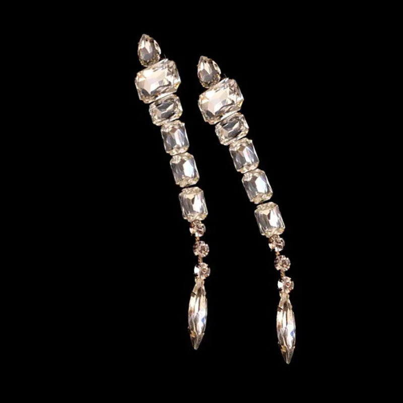 Crystal Long Drop Dangle Earrings