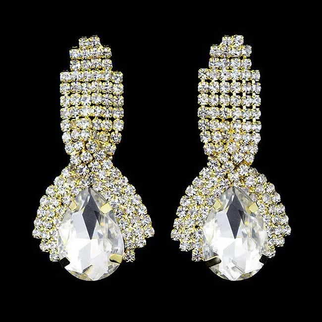European and American Crystal Big Gemstone Earrings Fashion Temperament Earrings Exaggerated Women's EarringsEuropean and Americ