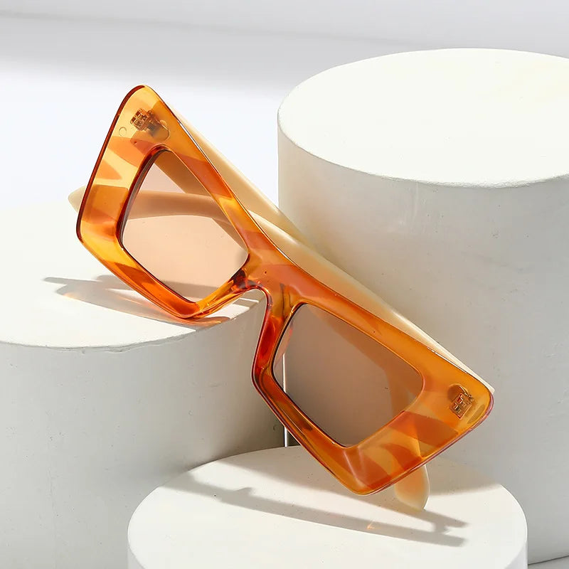 SHAUNA Retro Cat Eye Sunglasses Women Fashion Brand Designer Yellow Green Shades UV400 Men Trending Contrast Color Sun Glasses