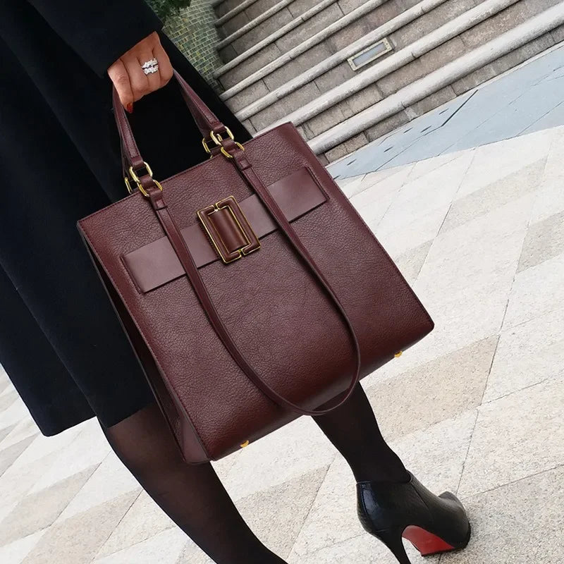 Vertical Square Shoulder Handbag with Large Capacity