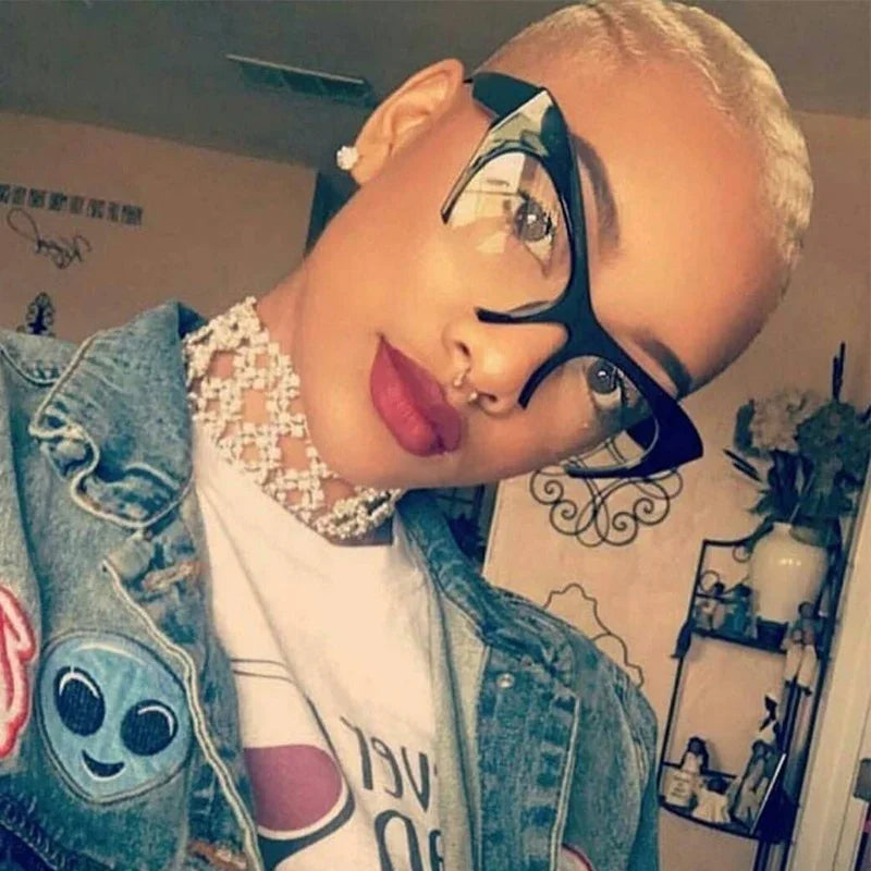 Sexy Cat Eye Glasses Half Frame Spcial Sunglasses Women Vintage Red Black Sunglasses Transparent Shades Ladies UV400