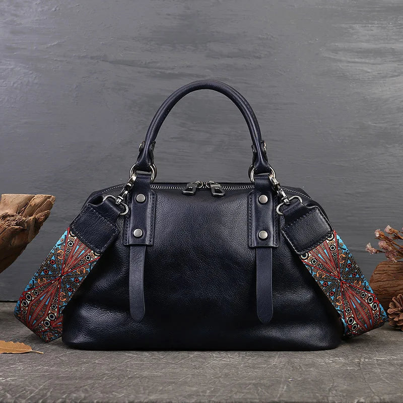 Vintage Genuine Leather Women's Tote Handbag