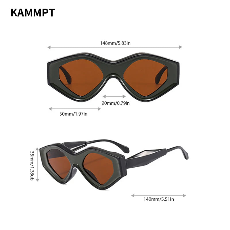 KAMMPT New Polygon Sunglasses Men Stylish Vintage Candy Color Eyewear Women 2023 Trendy Retro Luxury Brand Designer UV400 Shades
