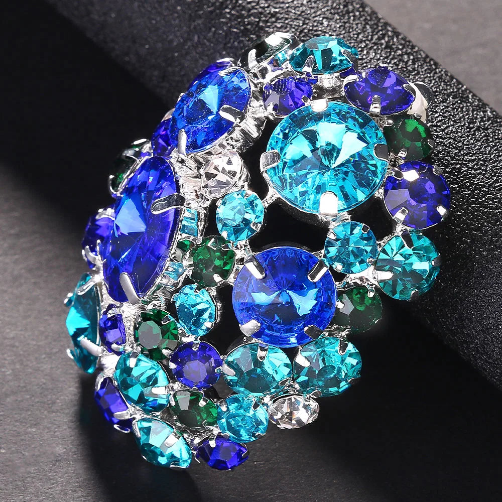 Crystal Round Ear Clip On Earrings