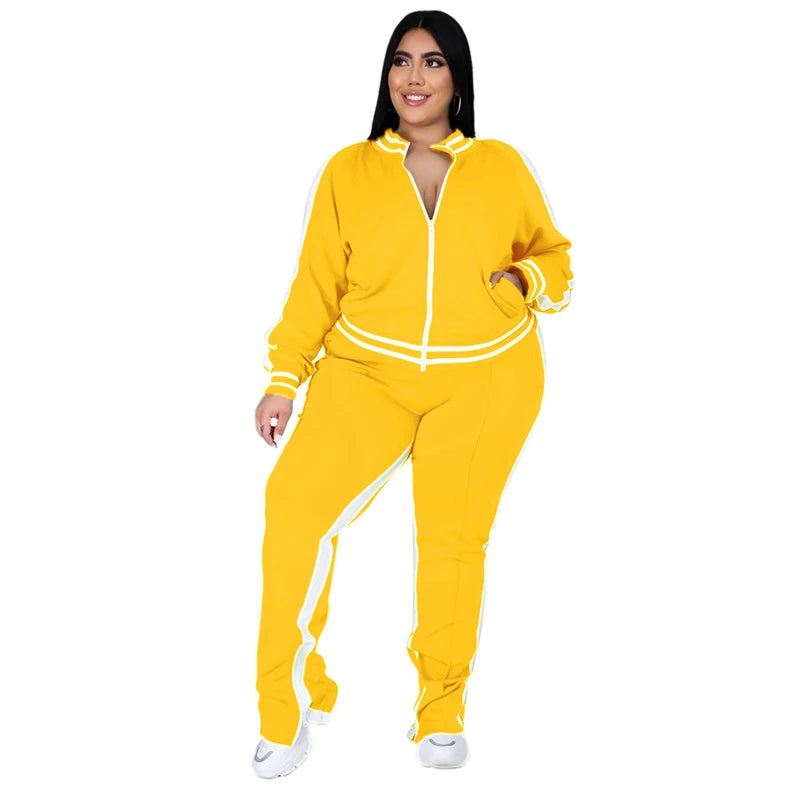 Plus Size Two Piece Set Women Jogger