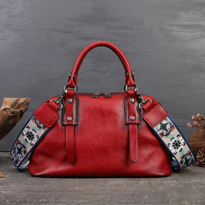 Vintage Genuine Leather Women's Tote Handbag