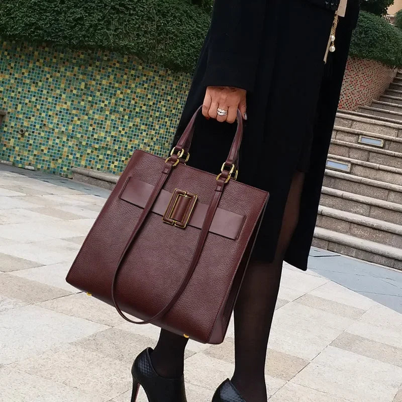 Vertical Square Shoulder Handbag with Large Capacity