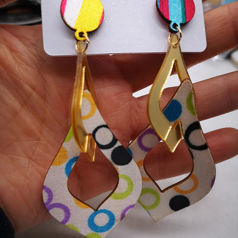 Acrylic Geomtric Wooden Earrings