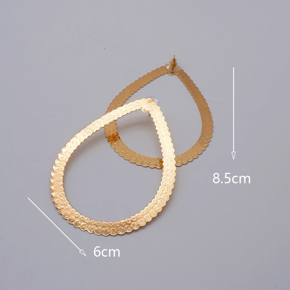 Trendy Geometric Big Hoop Earrings For Women Large Square Earrings Gold Color Statement Earring Jewelry