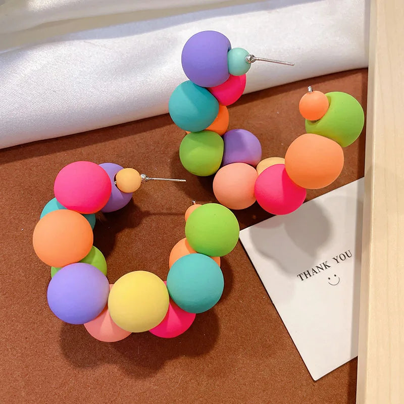 Colorful Cc Earrings Korean Exaggerated Fashion Cute Luxury、girl、earrings for Women Jewelry Accessories Party Wedding Gift