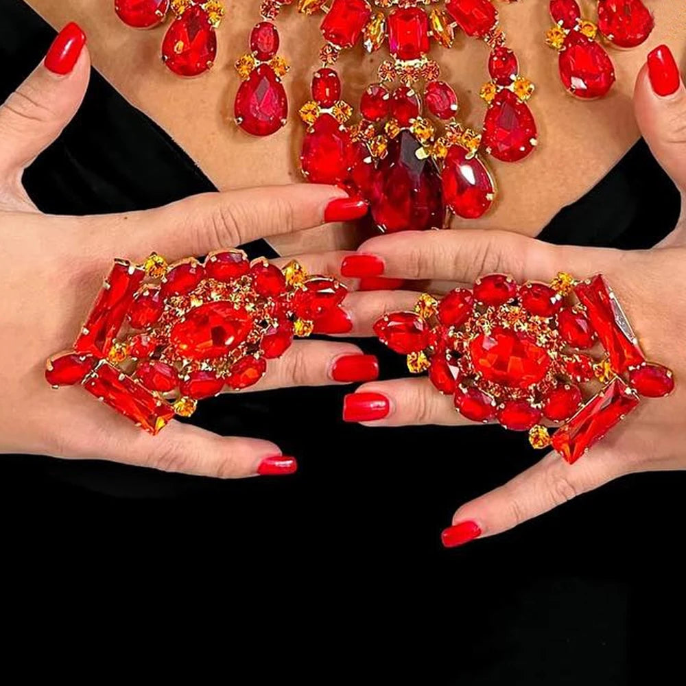 Red Rhinestone Exaggerate Ring