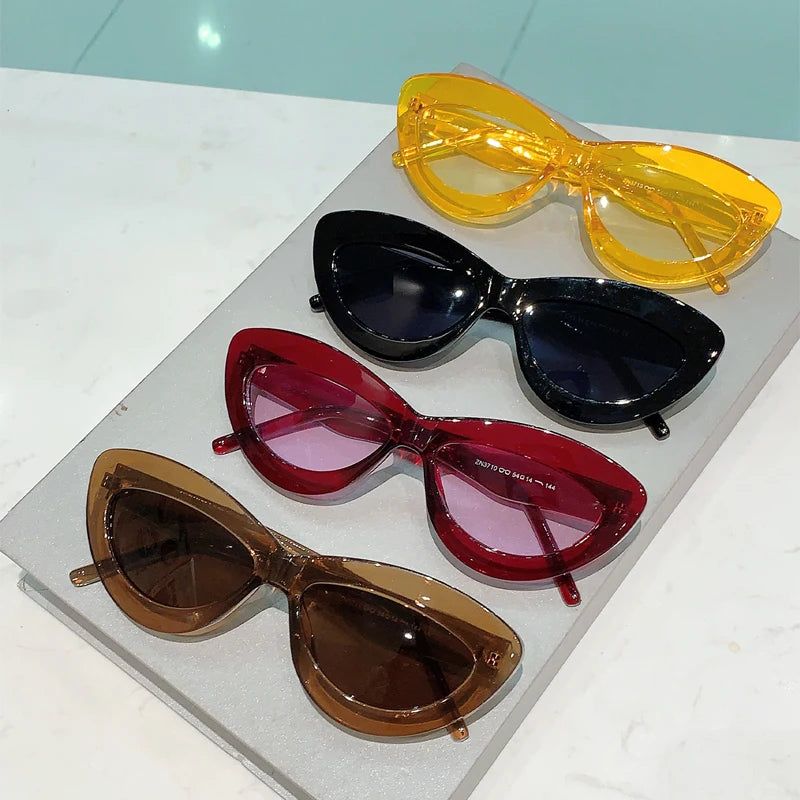 KAMMPT Vintage Cat Eye Sunglasses 2024 Fashion Retro Candy Color Outdoor Women Shades Luxury Brand Designer Multicolor Eyewear