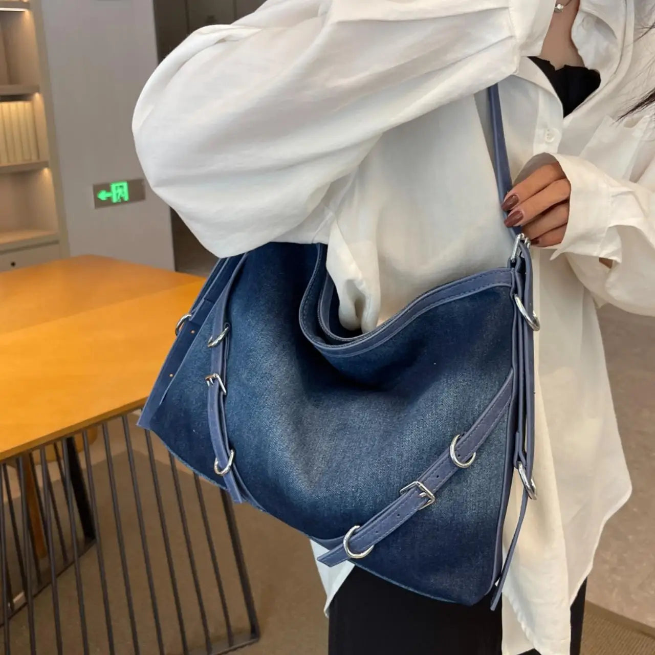 Denim Large Capacity Shoulder Messenger Bag