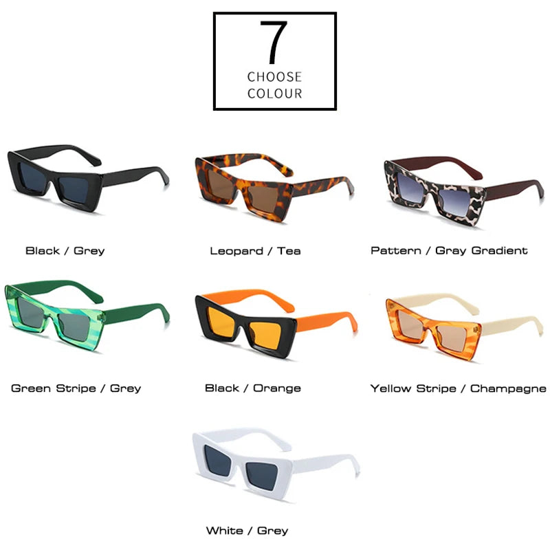 SHAUNA Retro Cat Eye Sunglasses Women Fashion Brand Designer Yellow Green Shades UV400 Men Trending Contrast Color Sun Glasses