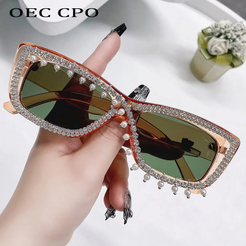 Diamonds Rectangle Sunglasses Women Sexy Trends Luxury Rhinestone Sun Glasses Ladies Fashion Shades UV400 Eyewear De Sol Oculos