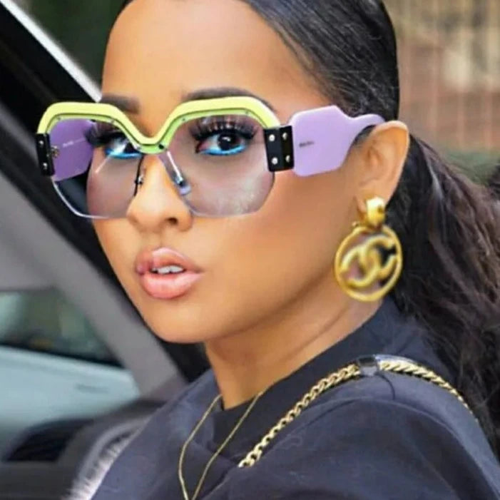 Square Sunglasses Women Cat Eye Rivet