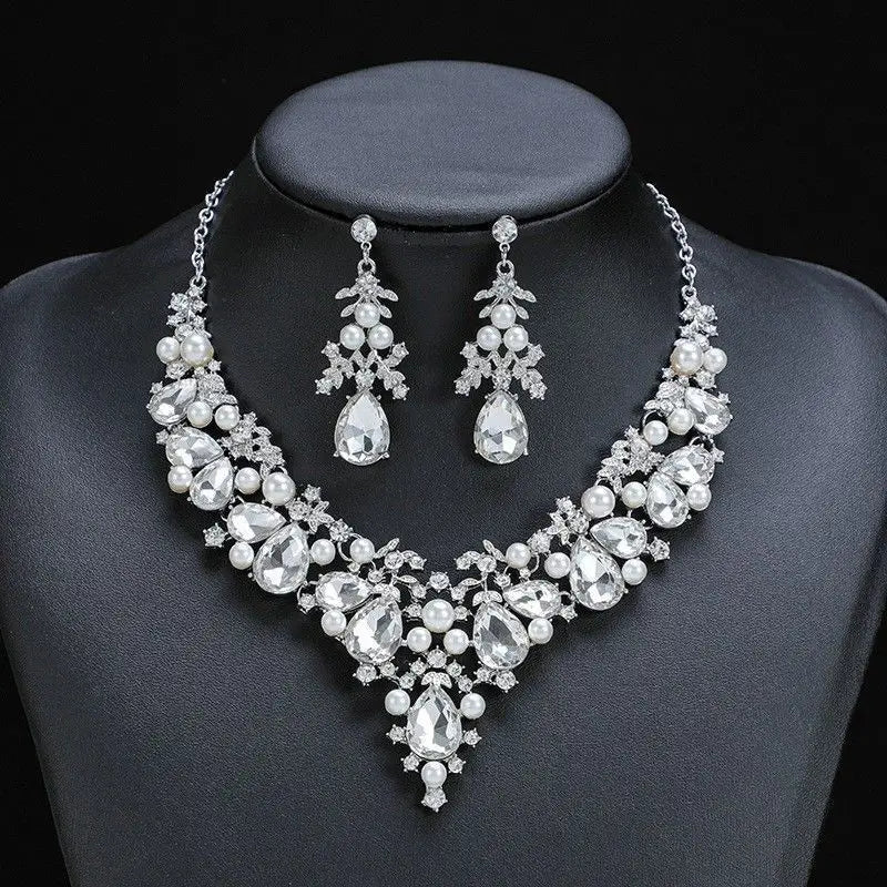 Crystal Necklaces Rhinestone Choker & Earrings Set