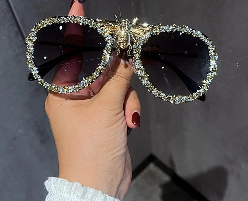 Luxury Bee Rhinestone Vintage Ladies Sun Glasses