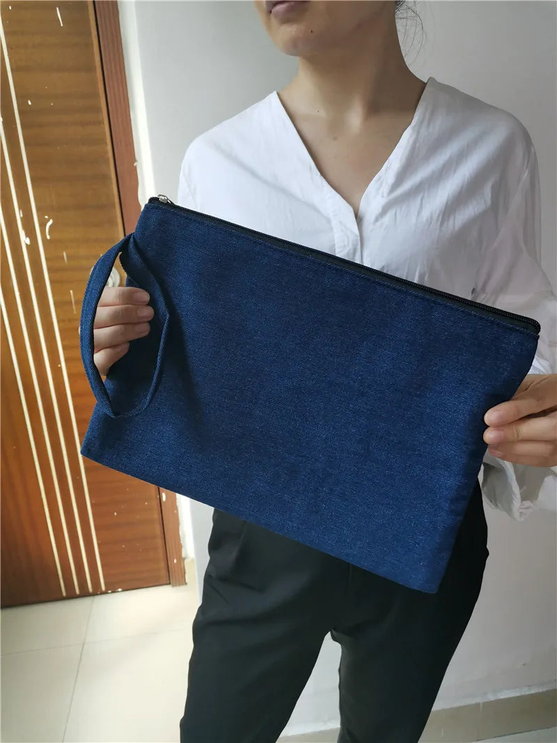 Canvas denim Women clutch Bag Blue ladies Clutches Bolsa Feminina Wristlets Lady Casual Handbag Wallets purse